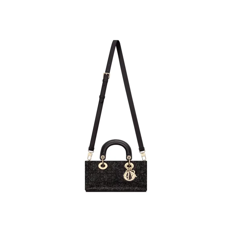 DIOR Lady D JOY Cotton Beaded Embroidery Lady Dior Bag, Shoulder Bag, Crossbody Bag, Handbag Small Size Women's Black-2