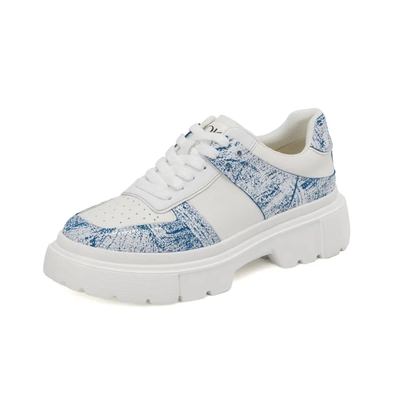 AOKANG Platform Shoes 3cm Women's White Blue-1