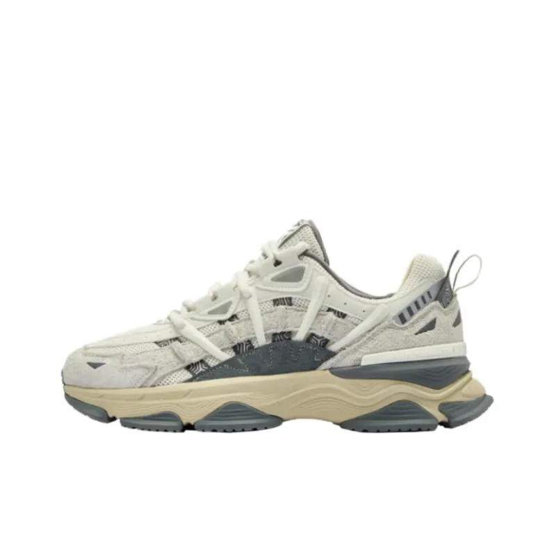 QIAODAN Era Cushioned Slip-Resistant Breathable Low-Top Chunky Sneakers Men's White Gray-0