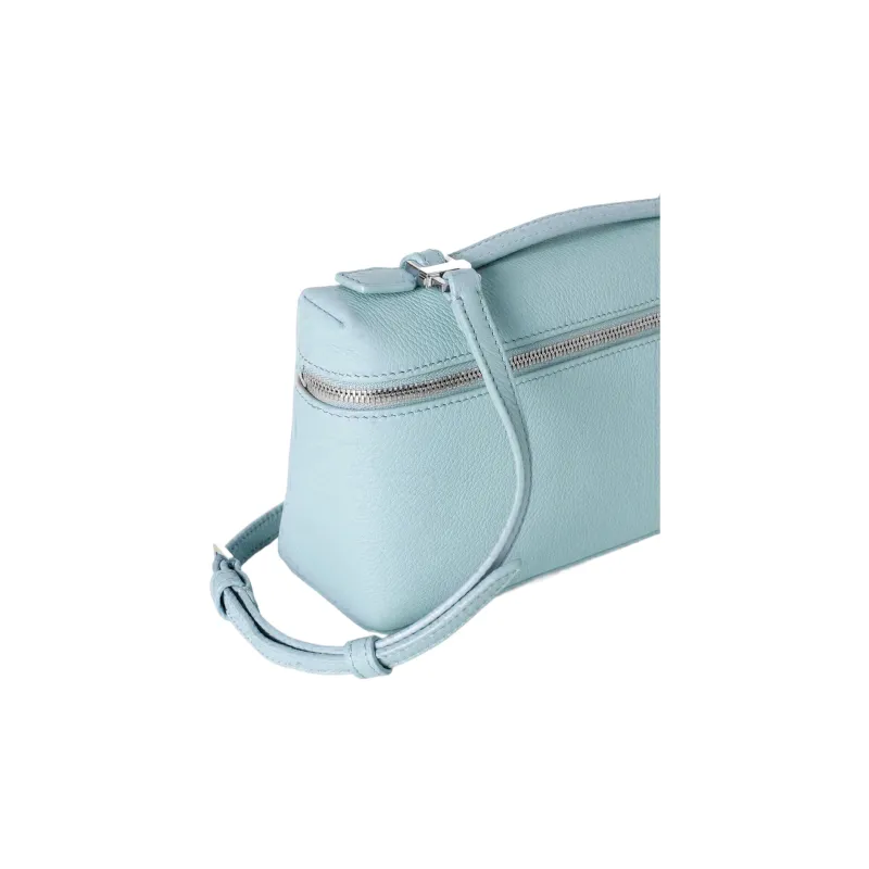 Loro Piana ExtraPocket Leather Small Square Makeup Bag Handbags Shoulder Bags Women's Sky Blue-2