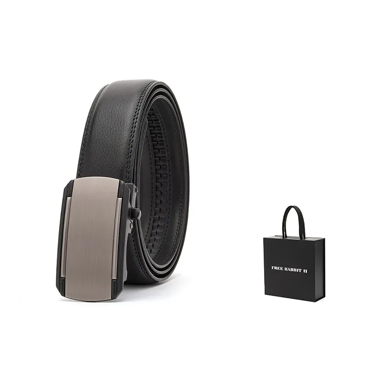 FREE RABBITⅡ Business Belt Trimming Automatic Buckle Cow Leather Leather Belts Men's Width  3.5cm-6