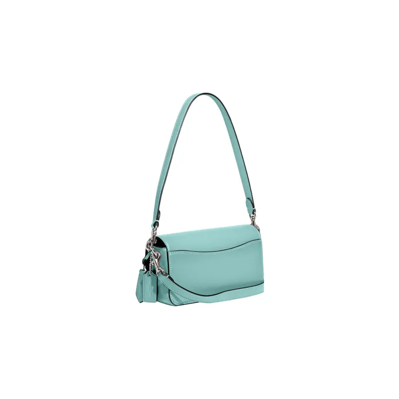COACH Cow Leather Baguette Bag Handbag, Shoulder Bag Women's Light Blue-1