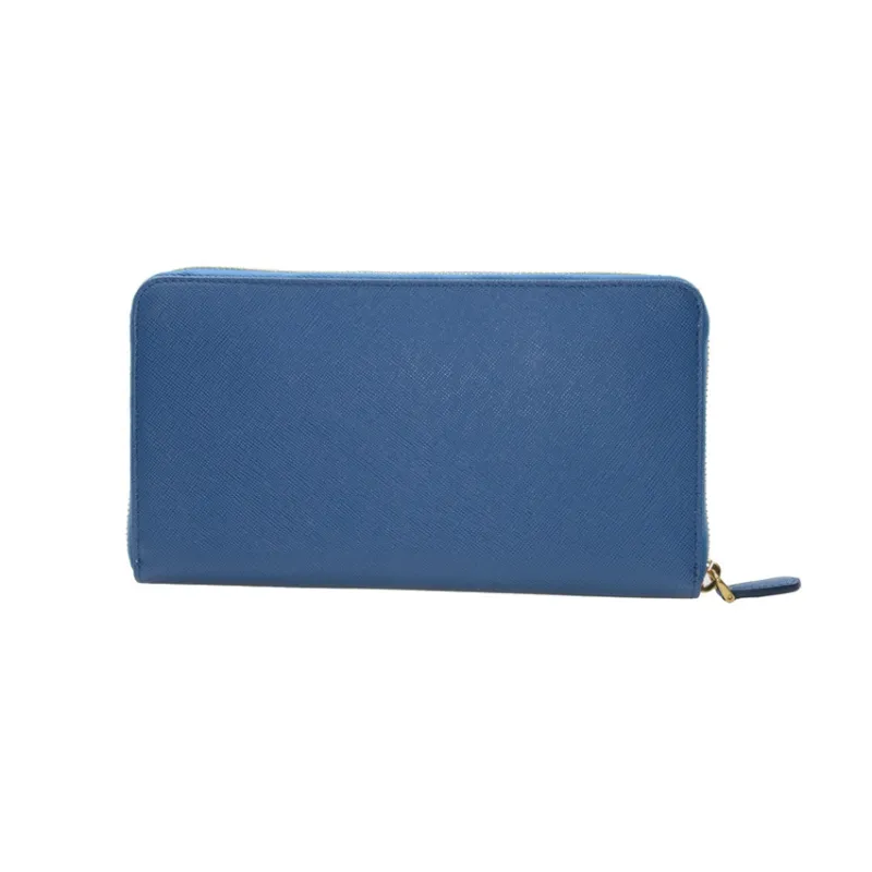 PRADA Cow Leather Clutches Wallets Large Size Women's Marine Blue-2