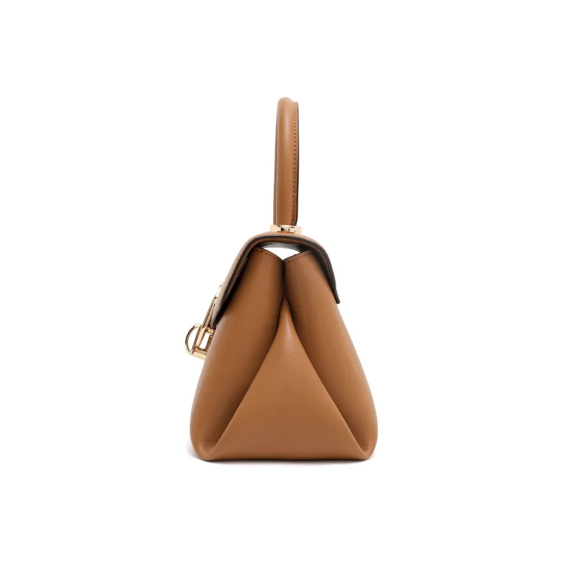 DILAKS Cow Leather Crossbody Handbag Trumpets Women's Caramel Brown-1