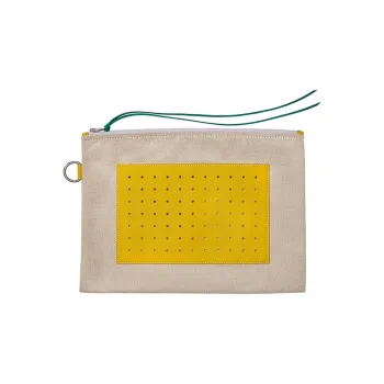 HERMES Sheepskin Cotton Clutch Small Size Women's Multicolor