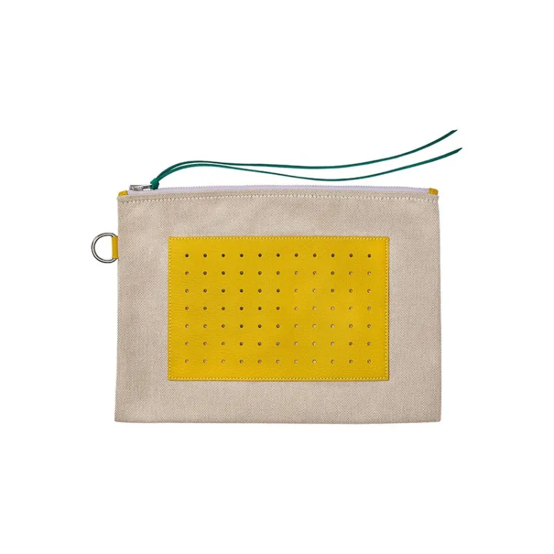 HERMES Sheepskin Cotton Clutch Small Size Women's Multicolor-0
