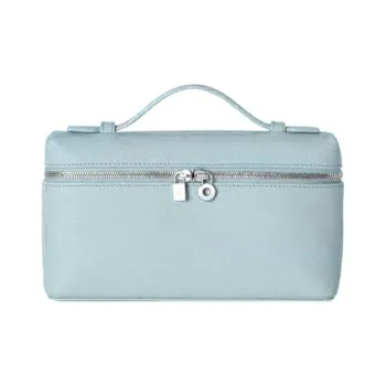 Loro Piana ExtraPocket Leather Small Square Makeup Bag Handbags Shoulder Bags Women's Sky Blue