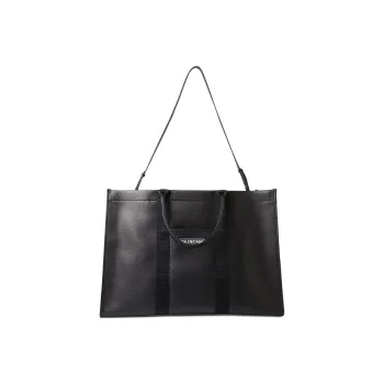 Balenciaga Cotton Canvas With Calfskin Tote Bag Shopping Bag Handbag Large Size Men's Black