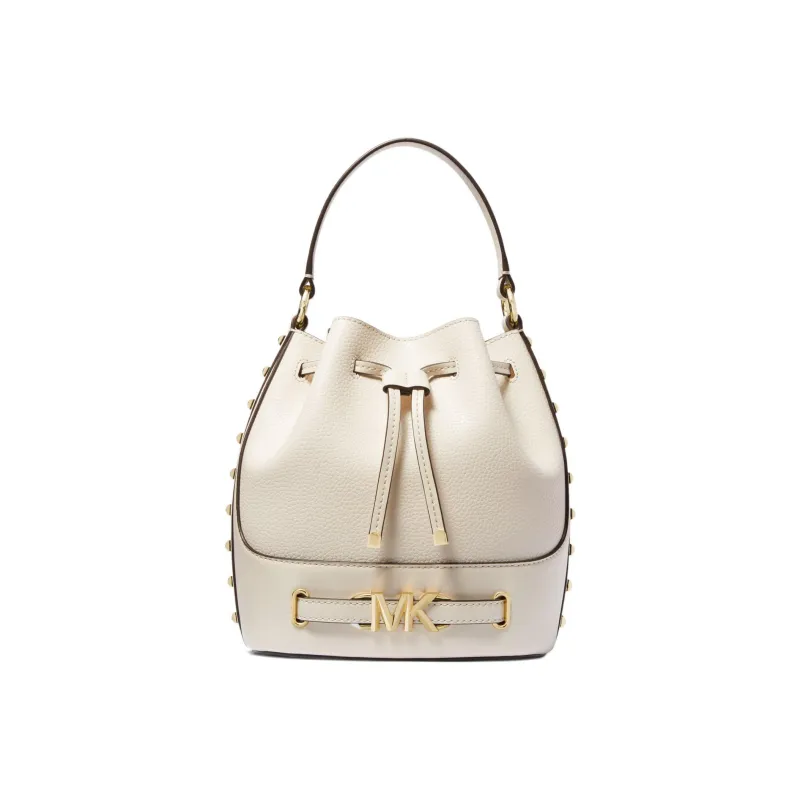 MICHAEL KORS Litchi Grain Leather Bucket Bags Handbags Medium Size Women's White-0