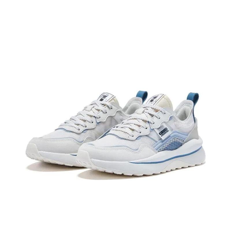 QIAODAN Slip Resistant Breathable Low Top Sports Casual Shoes Women's White Gray Blue-3