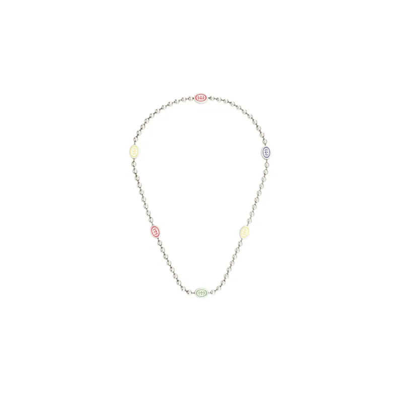 GUCCI Sterling Silver Interlocking G Necklace-1