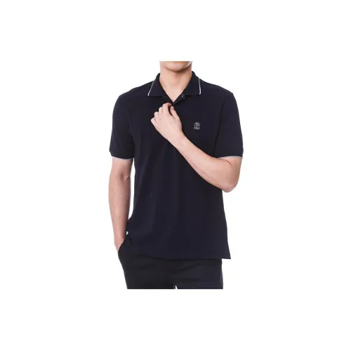 Brunello Cucinelli Polo Shirts Men Marine Blue