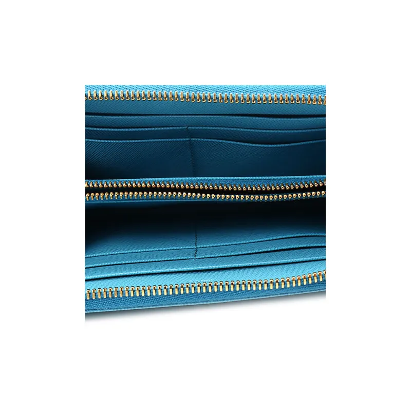PRADA Cross Grain Cow Leather Wallet Large Size Women's Light Blue-4