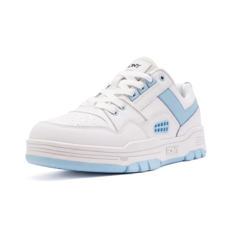 PONY Reverse Low Top Skateboard Shoes Unisex White Blue-1