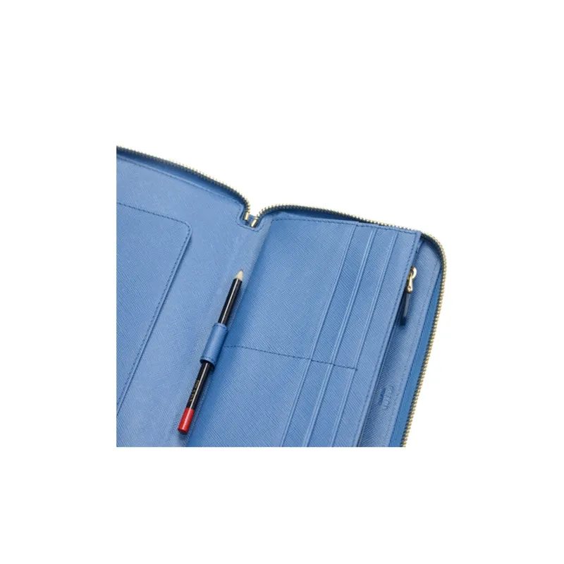PRADA Cow Leather Clutches Wallets Large Size Women's Marine Blue-5