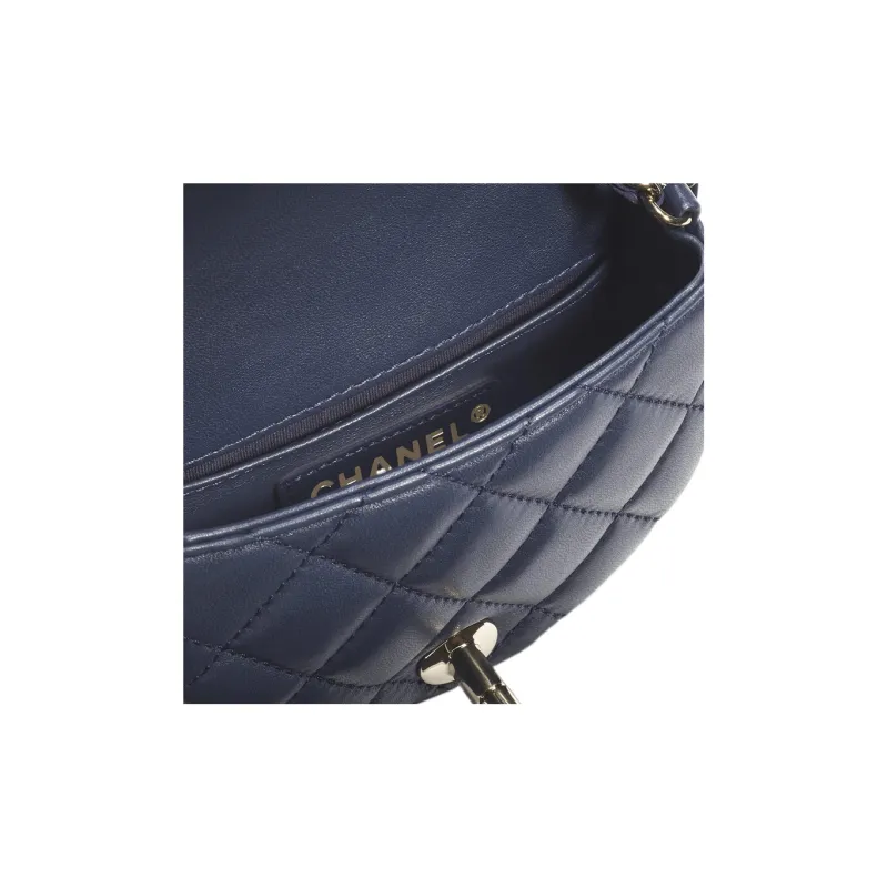 CHANEL Lambskin Messenger Bag, Shoulder Bag, Crossbody Bag Mini Women's Marine Blue/Light Blue/Pink-3