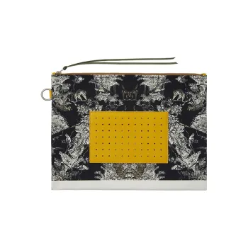 HERMES Goatskin With Cotton Fabric Clutch Extra Large Women's Multicolor