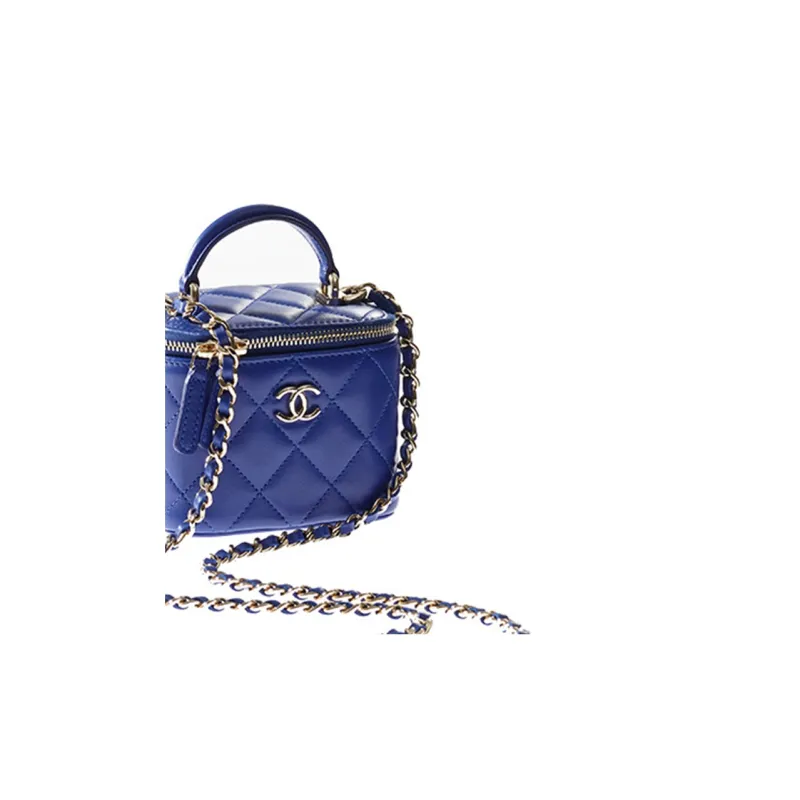 CHANEL Sheepskin Box Bag, Shoulder Bag, Crossbody Bag Mini Women's Royal Blue-4