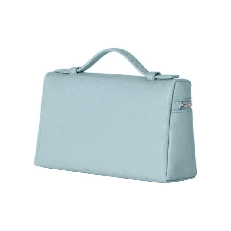 Loro Piana ExtraPocket Leather Small Square Makeup Bag Handbags Shoulder Bags Women's Sky Blue-1