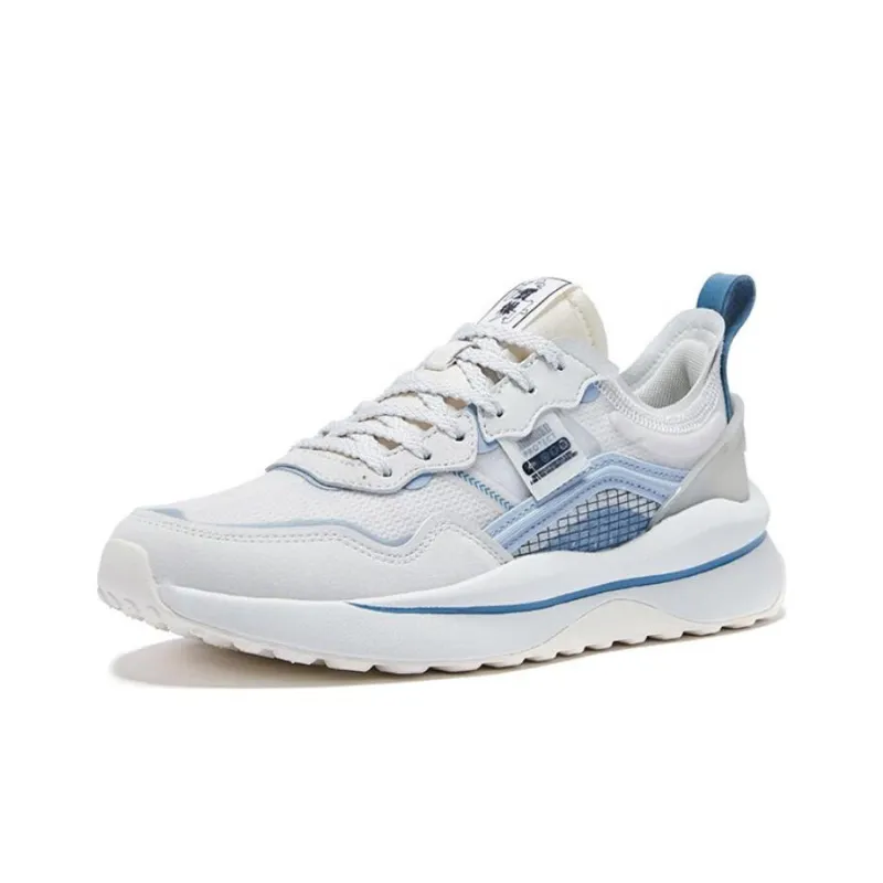 QIAODAN Slip Resistant Breathable Low Top Sports Casual Shoes Women's White Gray Blue-2