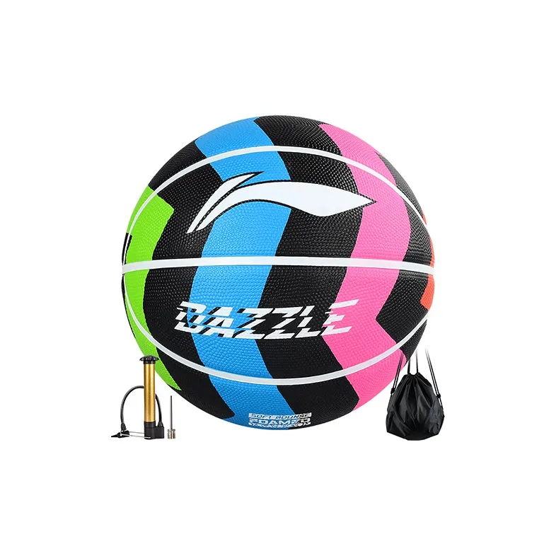 LiNing Rubber Basketball Black Pink Green Blue 5/7 Size Training Unisex-8
