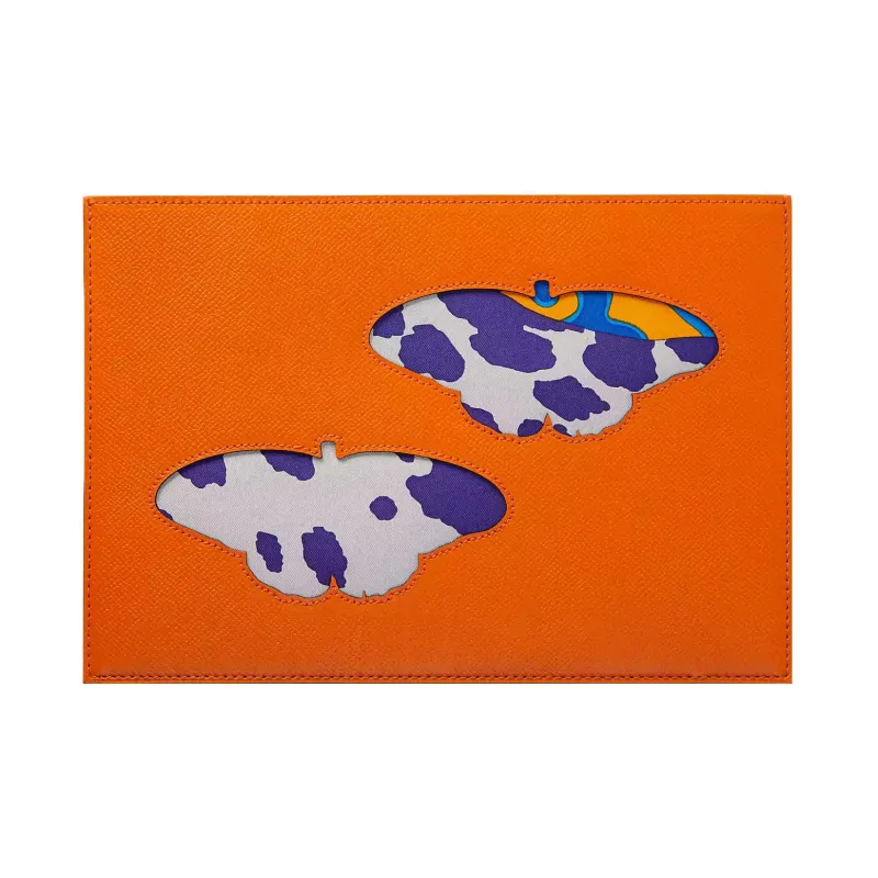 HERMES Calfskin Silk Twill Clutch Women's Multicolor-2