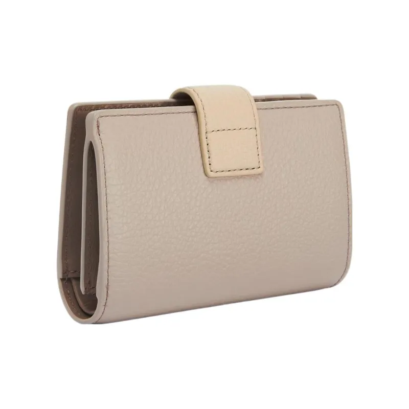 Furla Grain Texture Cow Leather Wallet Small Size Women's Beige-1