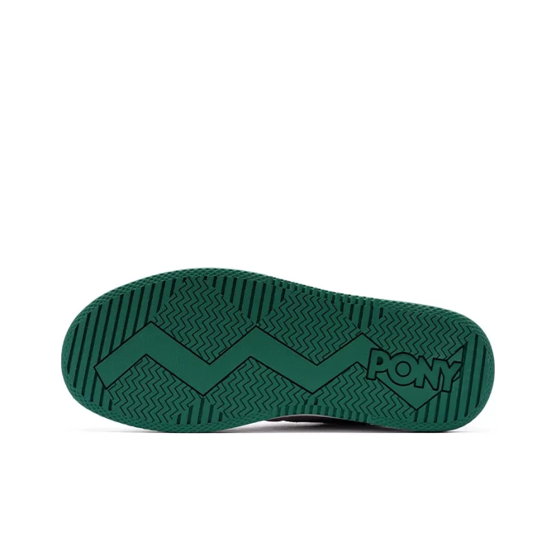 PONY Lighting Breathable Slip Resistant Low Top Skateboard Shoes Unisex White Green-4