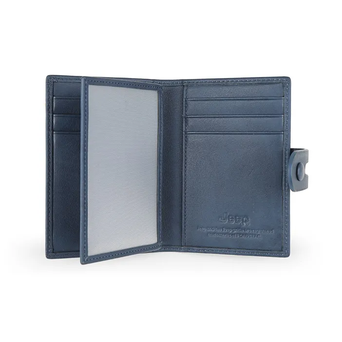 Jeep Cow Leather Leather Clip Wallet Card Holder Regular Men's Blue-4