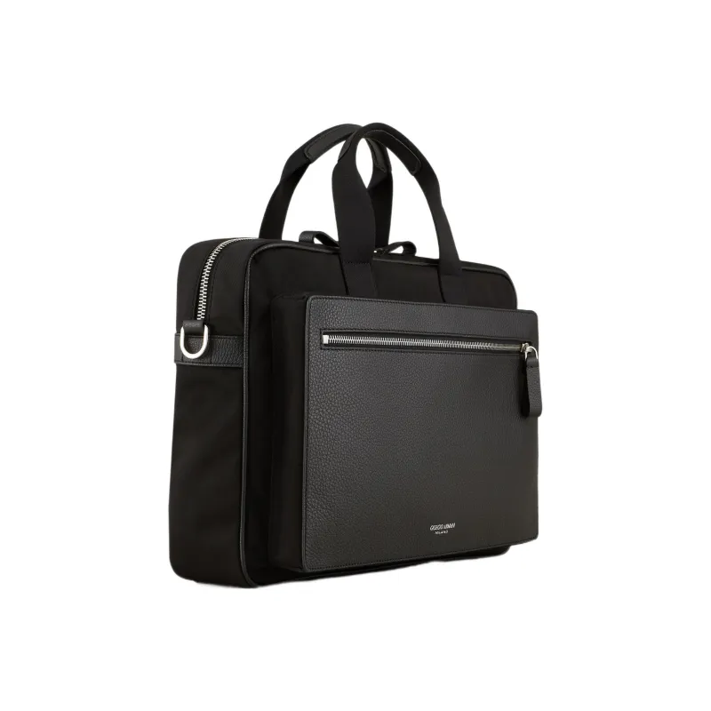 GIORGIO ARMANI Leather And Nylon Briefcases Men's Black-1