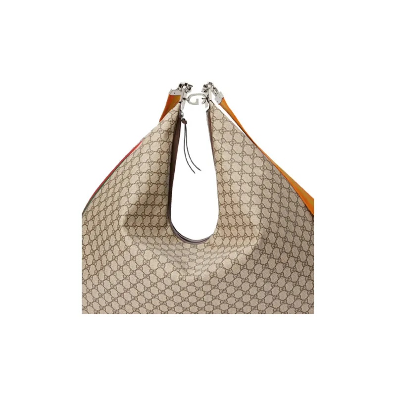 GUCCI Attache Canvas With Leather Crescent Bag Messenger Bag Portable Crossbody Bag Shoulder Bag Men's Brown-8