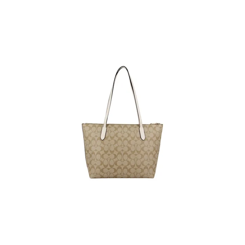 COACH Tote 30 Monogram Tote Shoulder Bag Women's Khaki White-15
