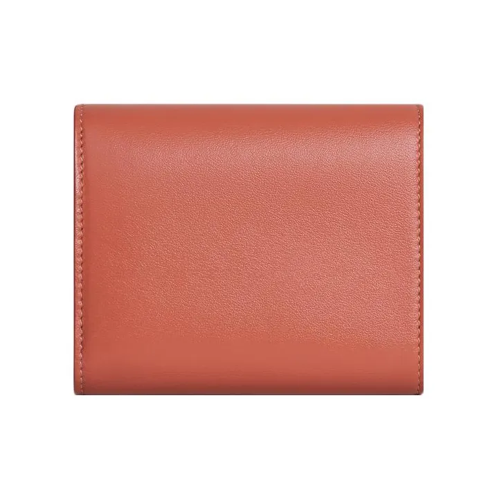 CELINE Triomphe Arc De Triomphe Calfskin Card Holder Wallet Small Size Women's Red-2