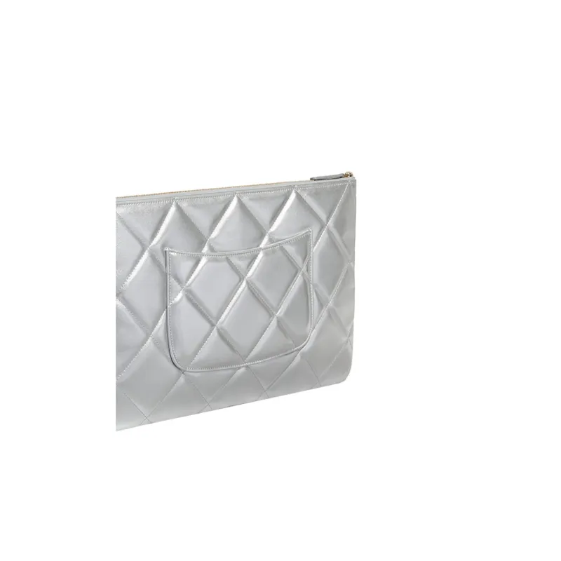 CHANEL 19Bag Lambskin Clutch Tubas Women's Rhodium Silver-3