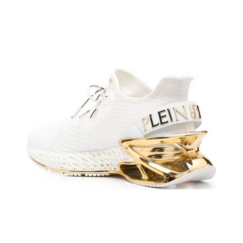 PHILIPP PLEIN Cushioning Low Top Sports Casual Shoes Men's White Gold-3