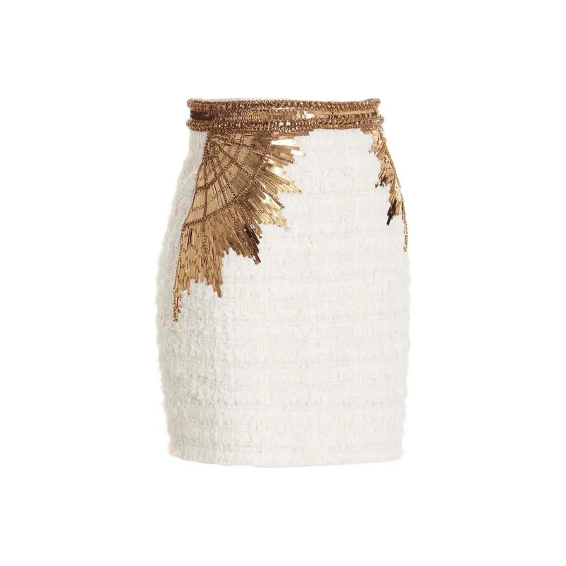 BALMAIN Sequin embellished Tweed Skirt-2