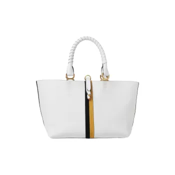 Chloe Marcie Grained Calfskin Tote Bag Shopping Bag Handbag Small Size Women's White