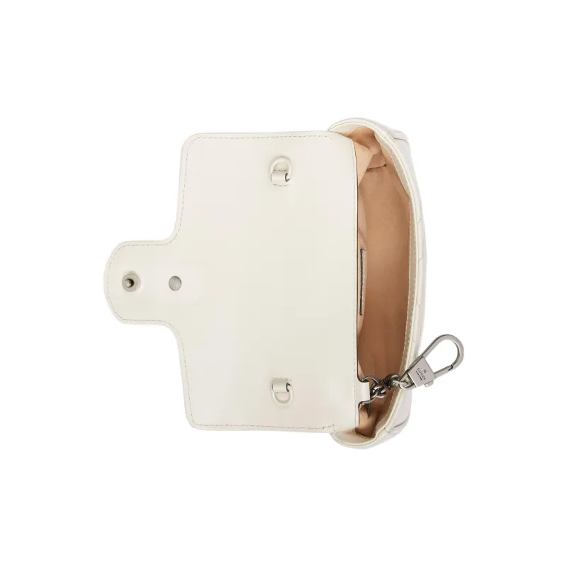 GUCCI GG Marmont Leather Shoulder Bag, Crossbody Bag Extra Mini Women's White-6