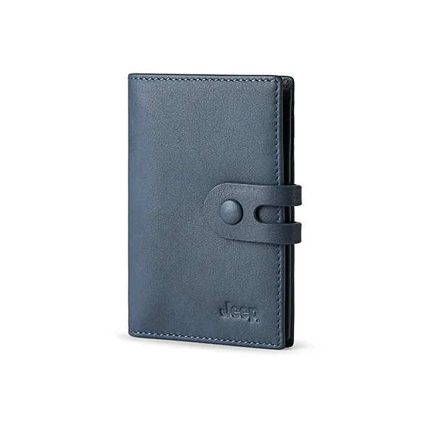 Jeep Cow Leather Leather Clip Wallet Card Holder Regular Men's Blue-2