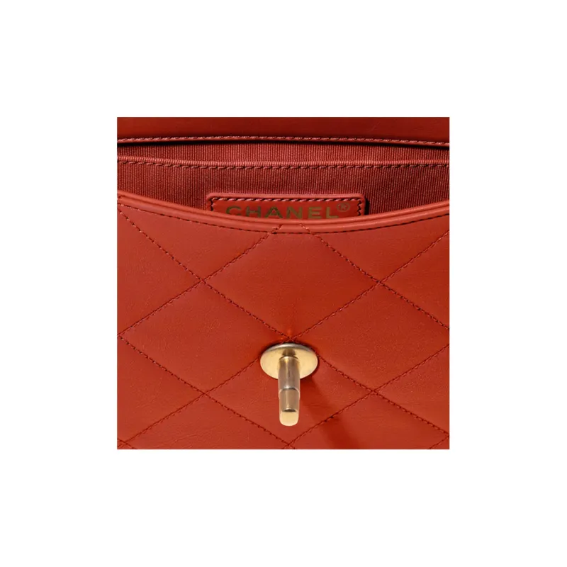 CHANEL 21K Winter Calfskin Flap Bag, Shoulder Bag, Crossbody Bag Trumpets Women's Red-2
