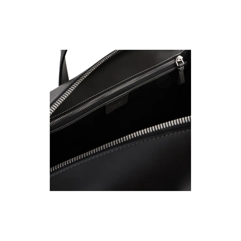 GIORGIO ARMANI Cow Leather Luggage Bag Handbags Men's Black-4