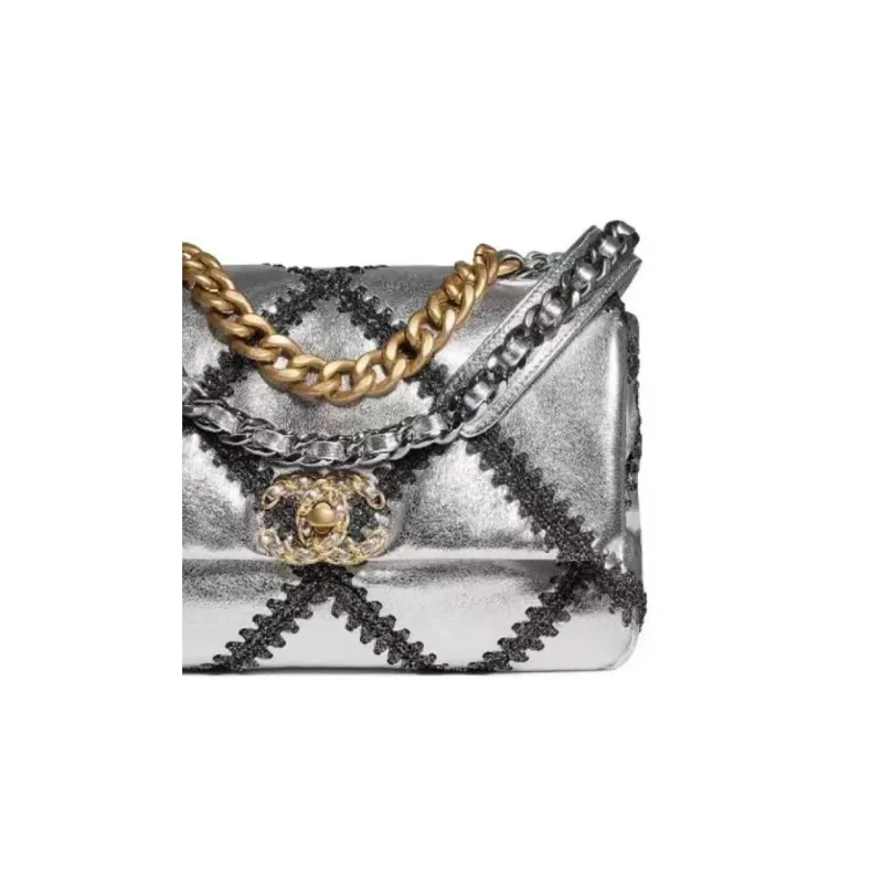 CHANEL 19Bag Lambskin Shoulder Bag, Crossbody Bag Women's Silver-1