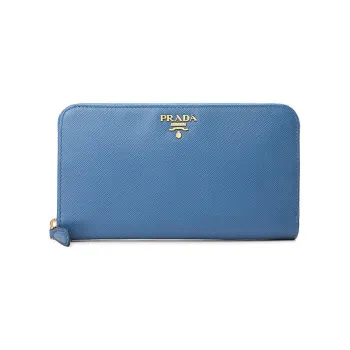 PRADA Saffiano Leather Wallet Women's Blue