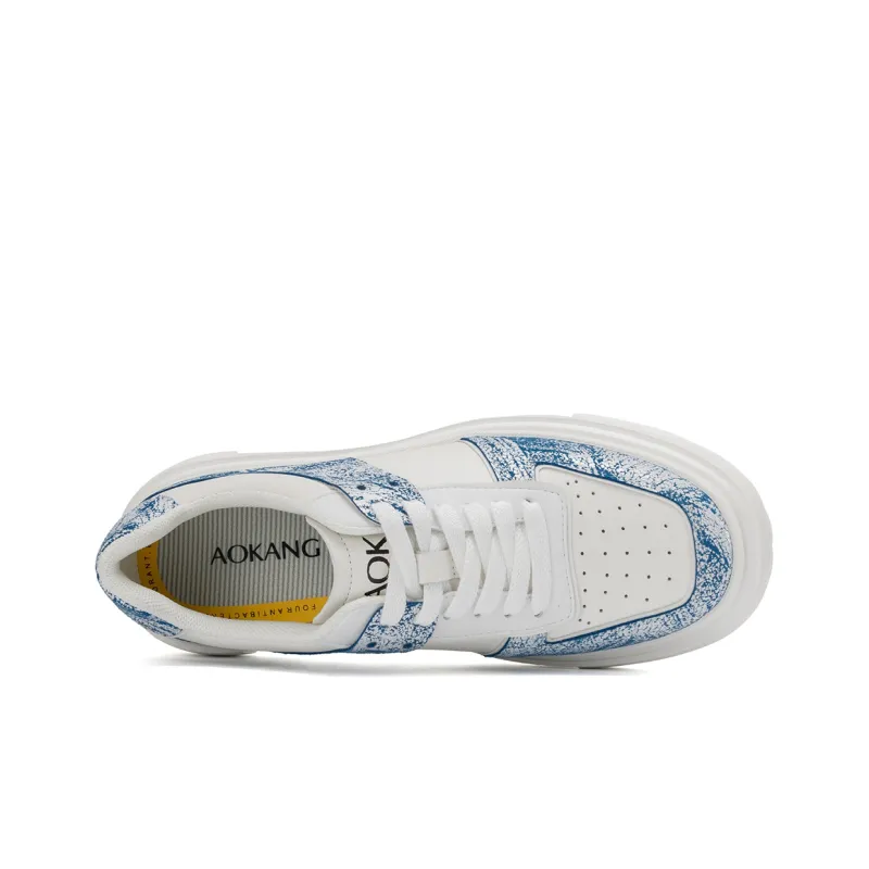 AOKANG Platform Shoes 3cm Women's White Blue-2