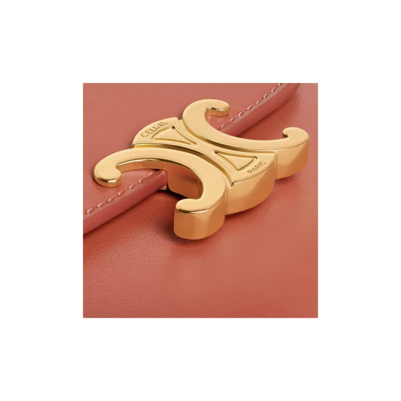CELINE Triomphe Arc De Triomphe Calfskin Card Holder Wallet Small Size Women's Red-4
