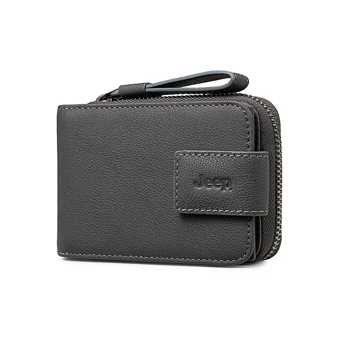 Jeep Top Grain Cow Leather Genuine Leather Leather Clip Wallet Card Holder Regular Men's Gray-4