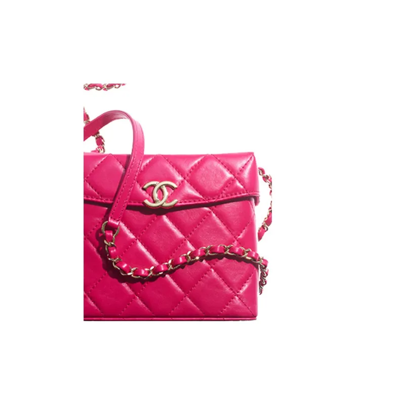 CHANEL Sheepskin Small Box Bag, Shoulder Bag, Crossbody Bag Women's Dark Pink-3