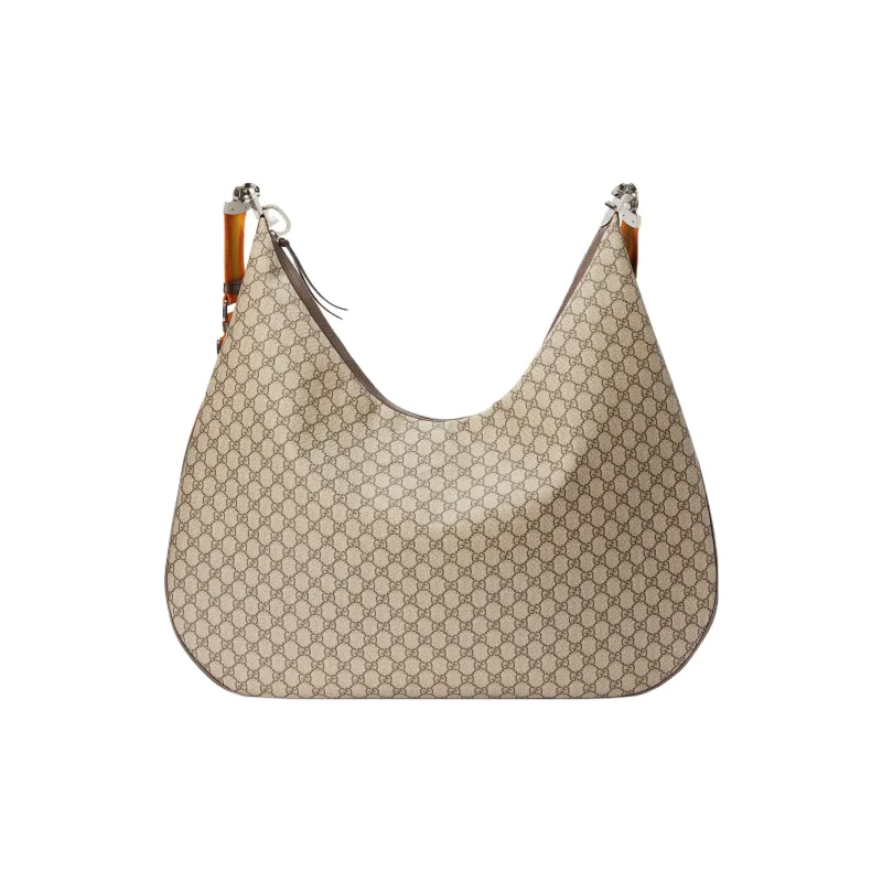 GUCCI Attache Canvas With Leather Crescent Bag Messenger Bag Portable Crossbody Bag Shoulder Bag Men's Brown-3