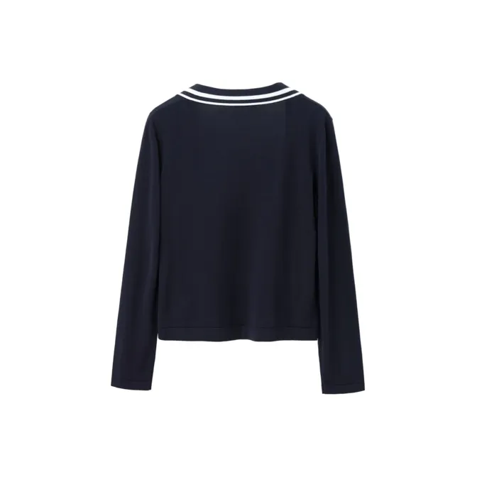 OVV Knitwear Women's Navy Blue & 17 Stripe-1