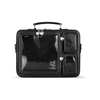 Zgo Sanrio IP Collaboration Kulomi PU Ita Bag Handbag, Women's Versatile Crossbody Bag, Shoulder Bag Women's Black